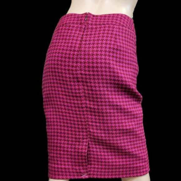Vintage Magenta Houndstooth Merona Pencil Skirt Size 4 - Picture 2 of 15